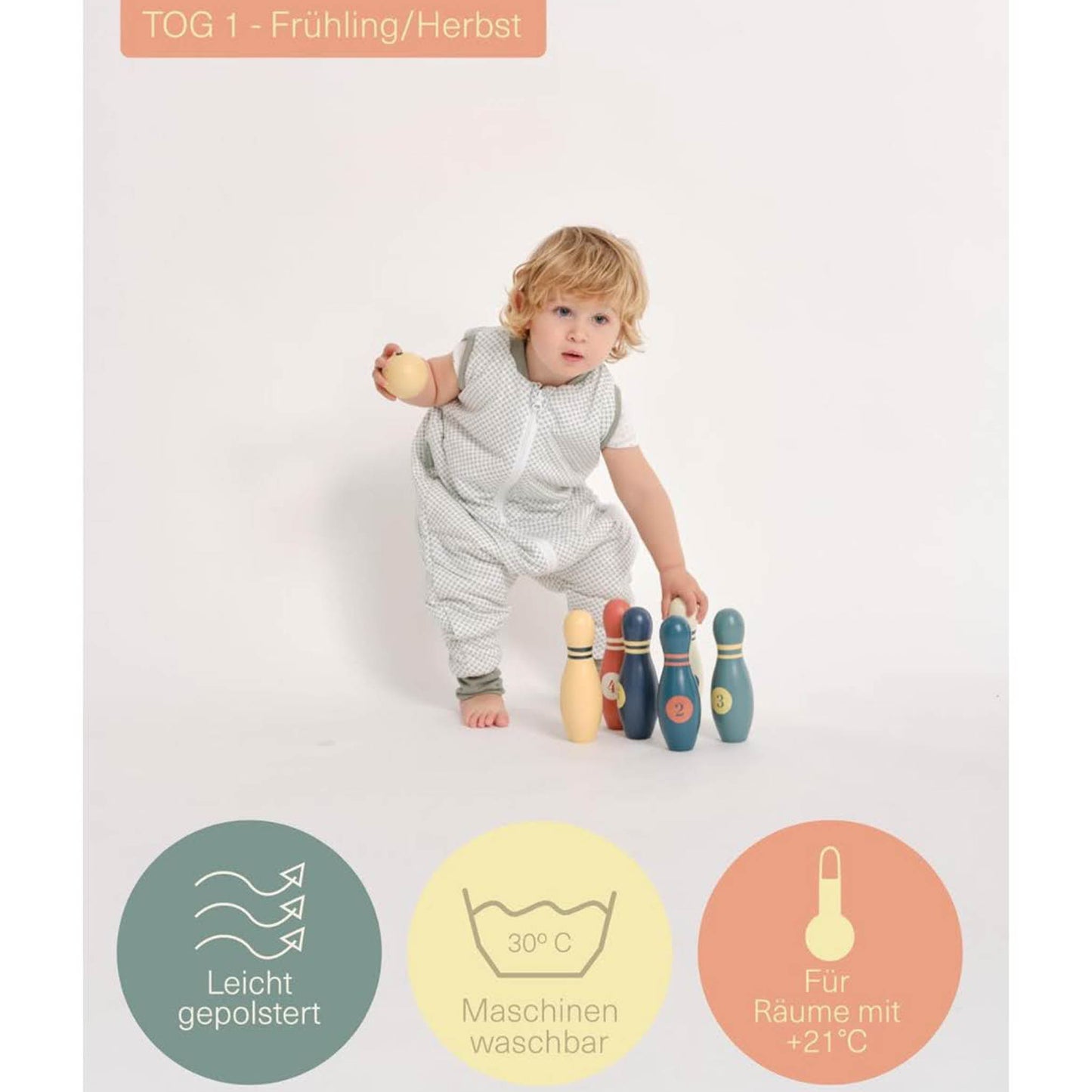 Molis&Co Schlafsack mit Füßen, 1 Jahr, Baby-Schlafsack, atmungsaktiv, mit Füßen, ideal für Bewegungsfreiheit.