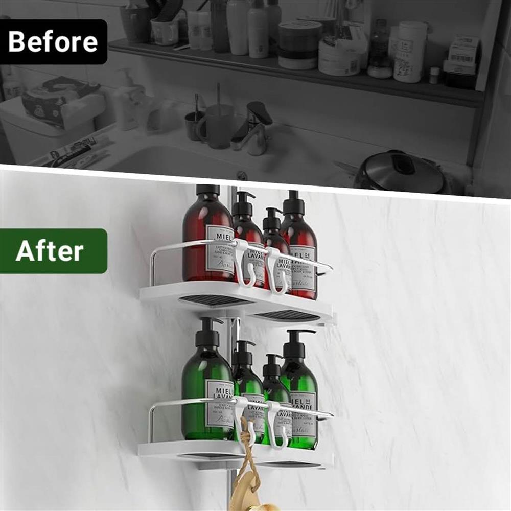 Hawsam Shower Shelf No Drilling 2 Pack - Adjustable Bathroom Shower Rack for Shower Rod 19mm - 25mm Diameter