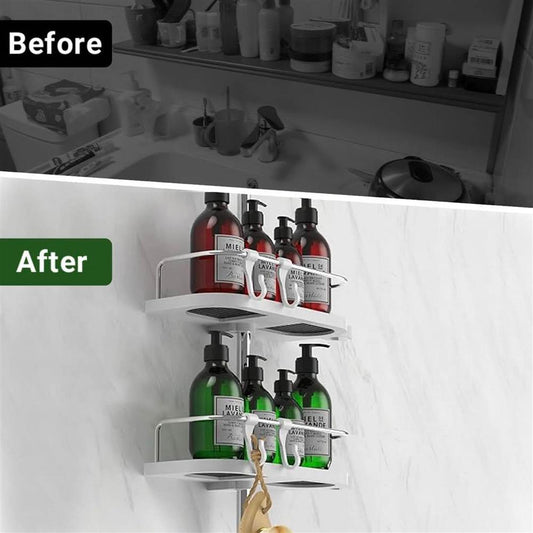 Hawsam Duschablage ohne Bohren 2 Stück - Verstellbare Badezimmer Dusche Rack für Duschstange 19mm - 25mm Durchmesser