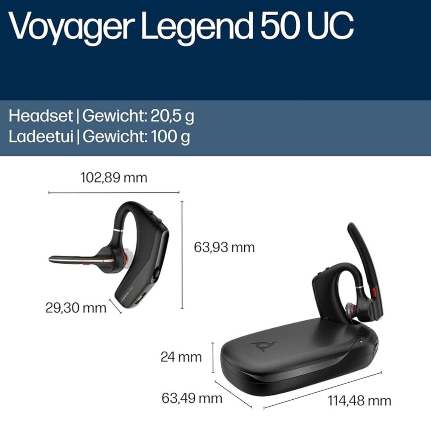 Poly Voyager Legend 50-M Headset UC: kabelloses Bluetooth-Headset mit Noise-Cancelling, Multi-Device-Connectivity, Sprachsteuerung.