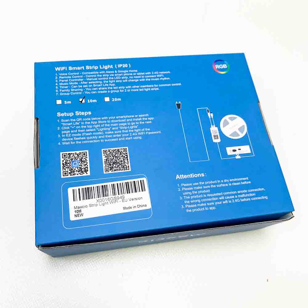 Maxico Strip Light Wifi - EU Version 10M - Smart LED lighting with app control, RGB colors, dimmable, music synchronization