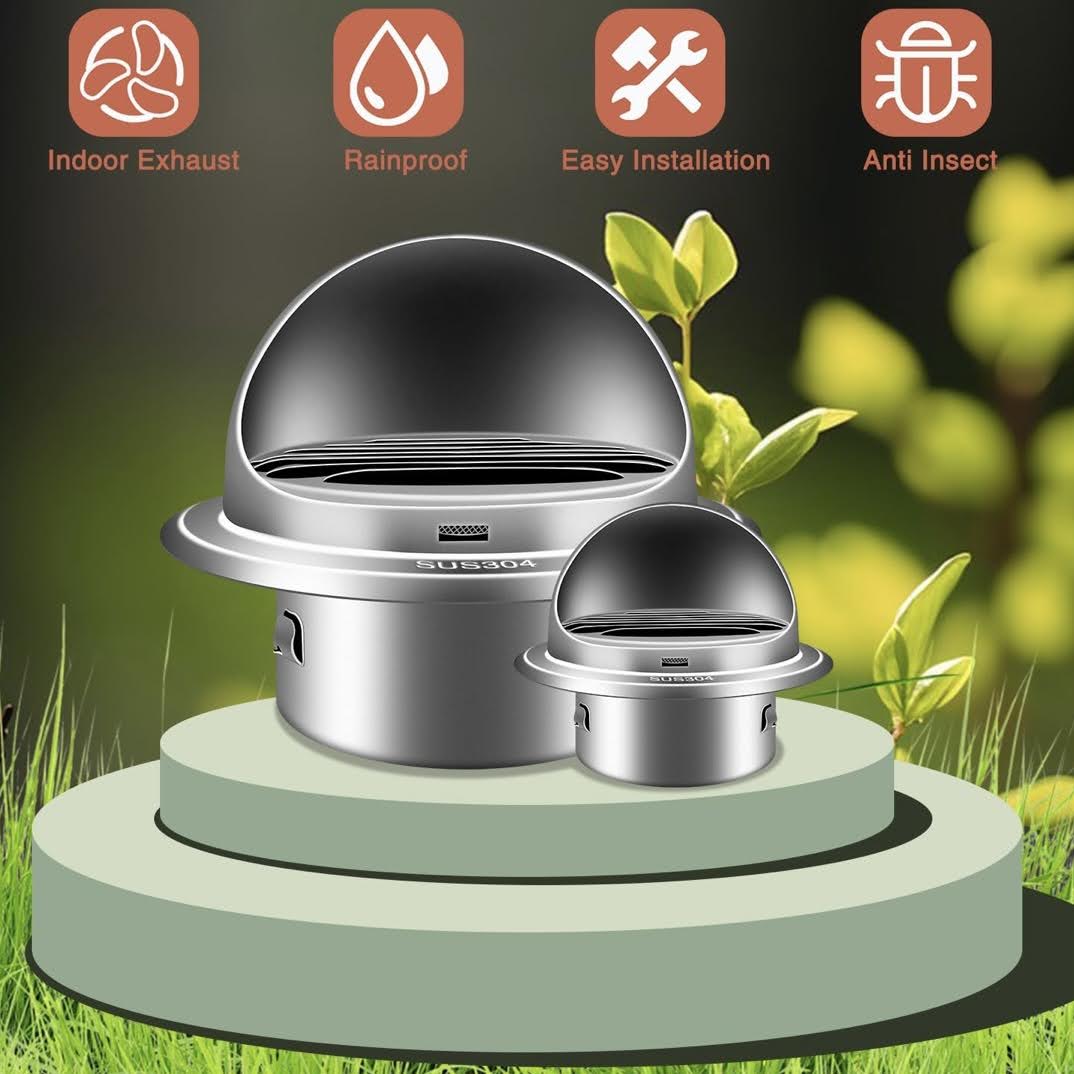 Aygrochy ventilation grille 150mm with hat 304 stainless steel round exhaust grille insect screen flange louvre grille