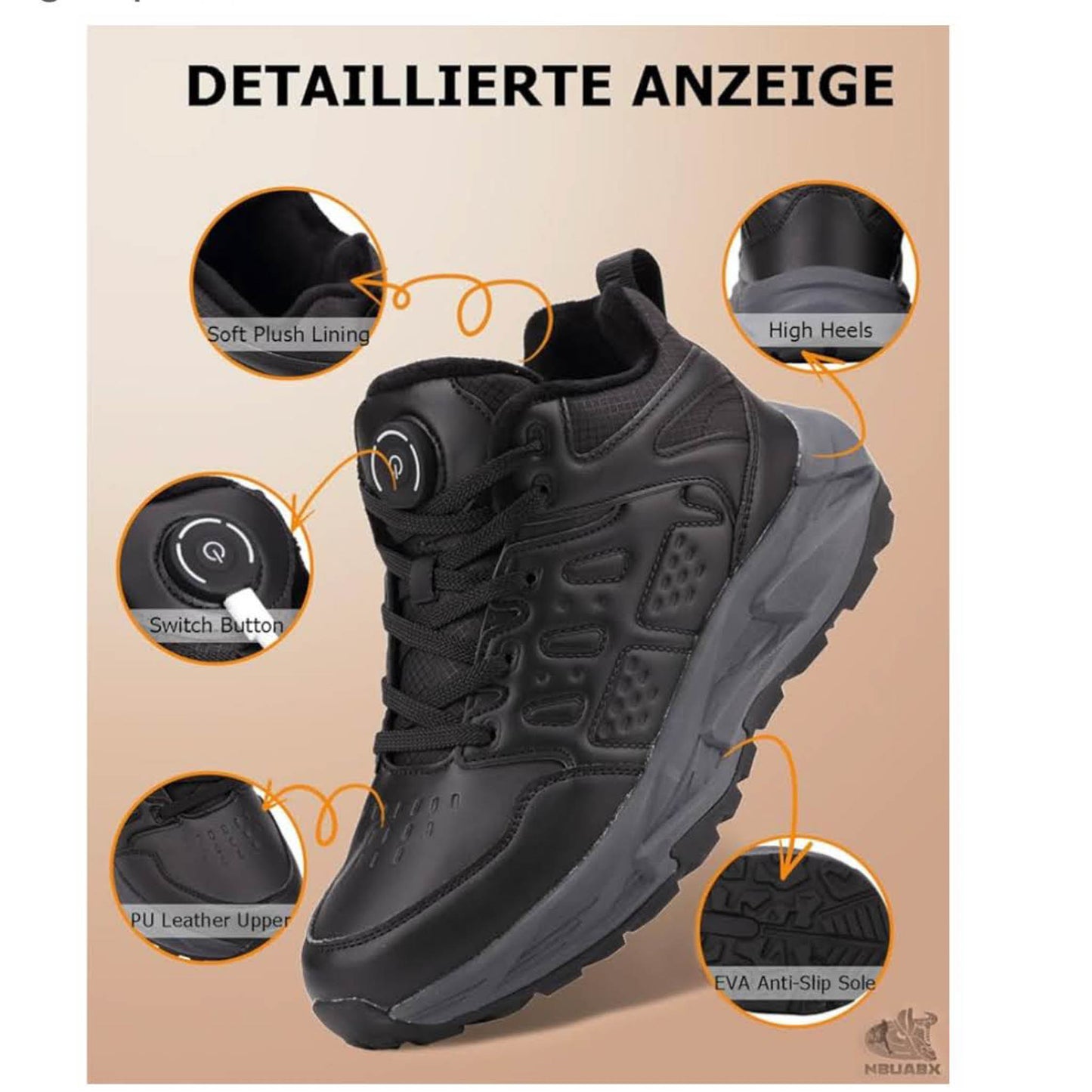 Beheizte Schuhe Herren Damen, Gr. 39, Heizschuhe, 3 Wärmeeinstellungen, 4000mAh Akku, ideal für Winter, Jagd, Skifahren, Camping.