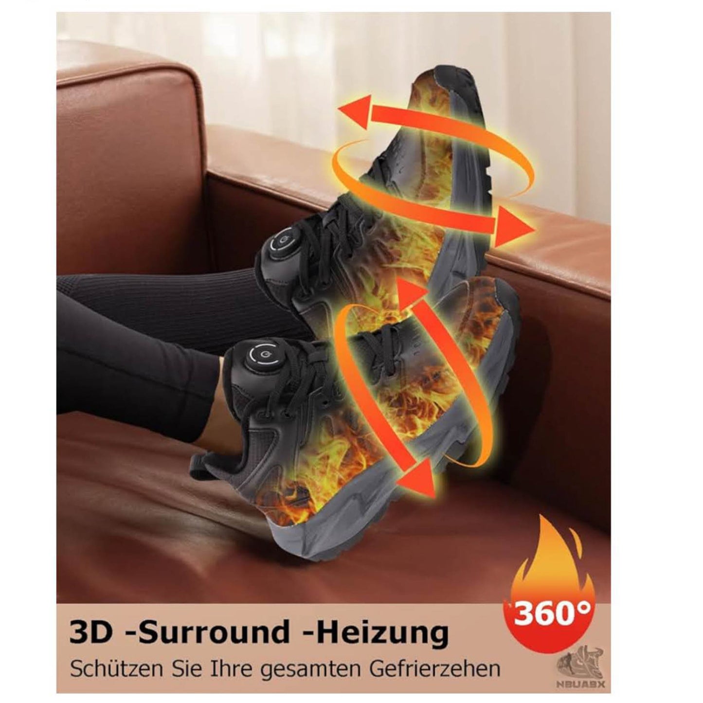 Beheizte Schuhe Herren Damen, Gr. 39, Heizschuhe, 3 Wärmeeinstellungen, 4000mAh Akku, ideal für Winter, Jagd, Skifahren, Camping.