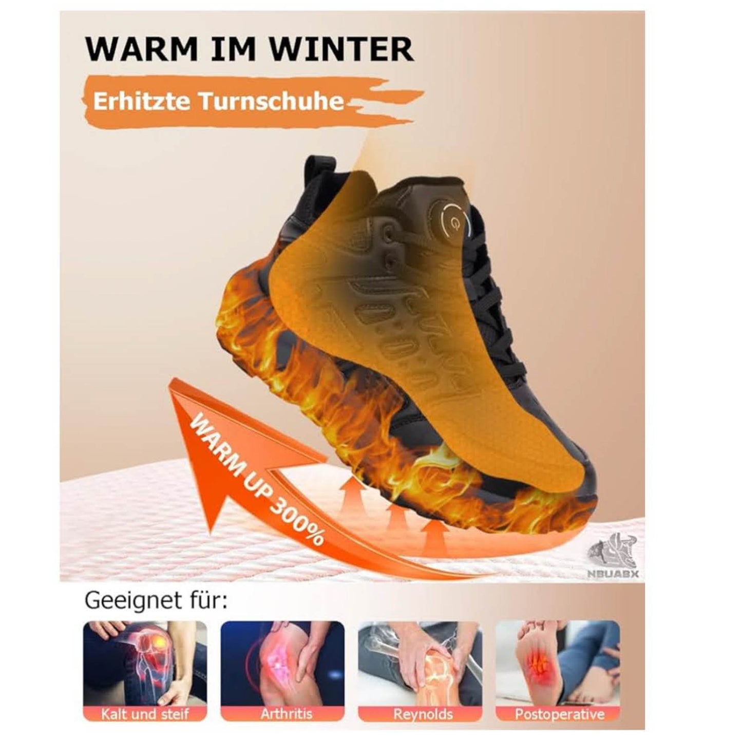 Beheizte Schuhe Herren Damen, Gr. 39, Heizschuhe, 3 Wärmeeinstellungen, 4000mAh Akku, ideal für Winter, Jagd, Skifahren, Camping.