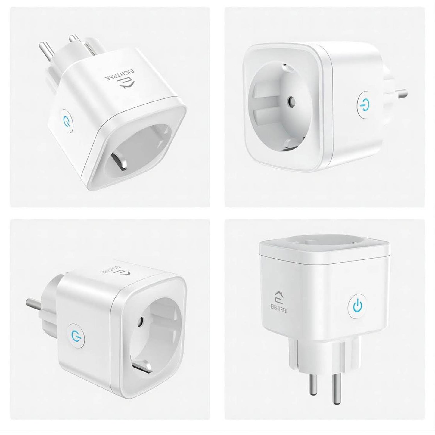 EIGHTREE WLAN Steckdose, Smart Home, 16A, mit Stromverbrauchsmessung, Zeitplan, Fernzugriff, kompatibel mit Alexa, Google Home, SmartThings, 2er Pack.