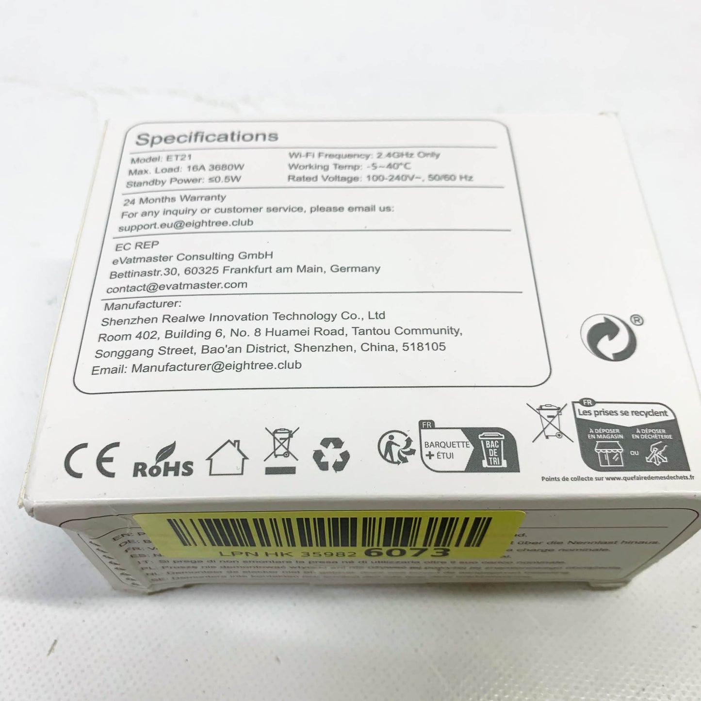 EIGHTREE WLAN Steckdose, Smart Home, 16A, mit Stromverbrauchsmessung, Zeitplan, Fernzugriff, kompatibel mit Alexa, Google Home, SmartThings, 2er Pack.