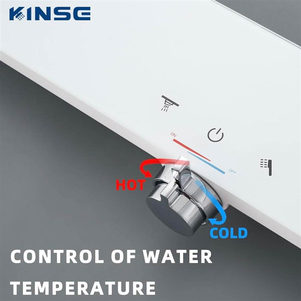 KINSE bath mixer KINSE-123 hand shower wall single lever mixer shower back shower 4 functions shower mixer spout white