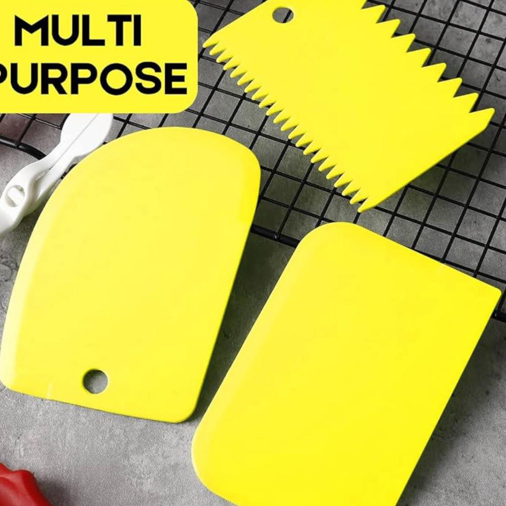 SURDOCA Dough Scraper Dough Card Dough Cutter Dough Spatula 3 PCs BPA Free Flexible Silicone Anti-Slip Purple