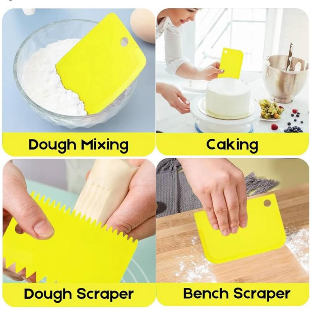 SURDOCA Dough Scraper Dough Card Dough Cutter Dough Spatula 3 PCs BPA Free Flexible Silicone Anti-Slip Purple