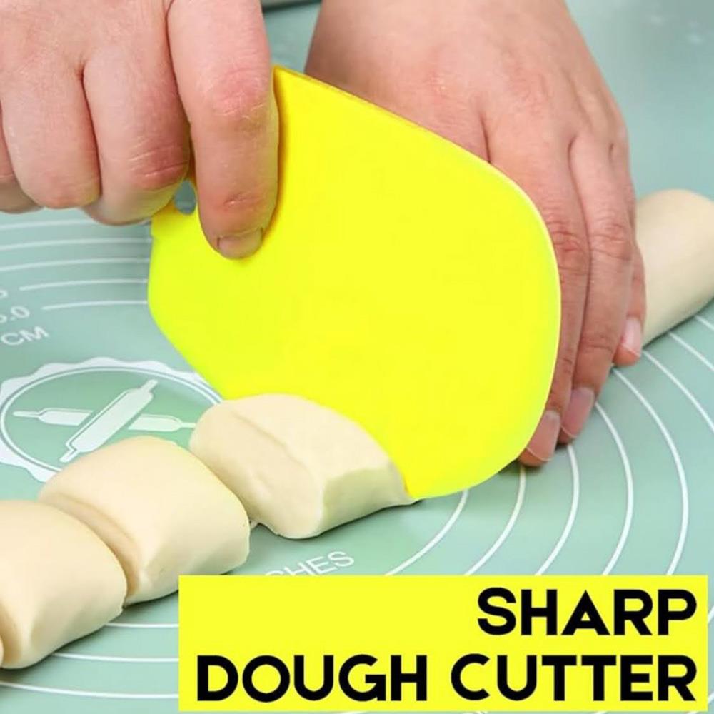 SURDOCA Dough Scraper Dough Card Dough Cutter Dough Spatula 3 PCs BPA Free Flexible Silicone Anti-Slip Purple