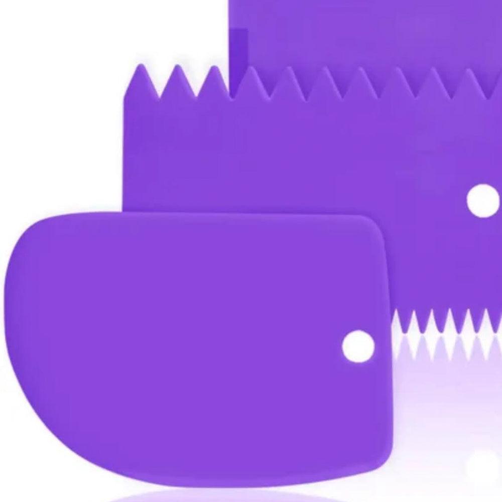 SURDOCA Dough Scraper Dough Card Dough Cutter Dough Spatula 3 PCs BPA Free Flexible Silicone Anti-Slip Purple