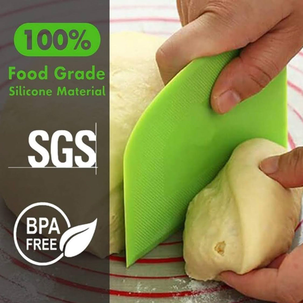 SURDOCA Dough Scraper Dough Card Dough Cutter 3 PCs BPA Free PE Plastic Flexible with Sharp Edge and Anti-Slip Silicone