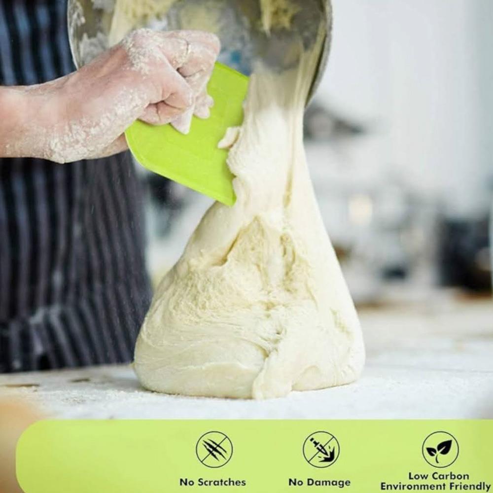 SURDOCA Dough Scraper Dough Card Dough Cutter 3 PCs BPA Free PE Plastic Flexible with Sharp Edge and Anti-Slip Silicone