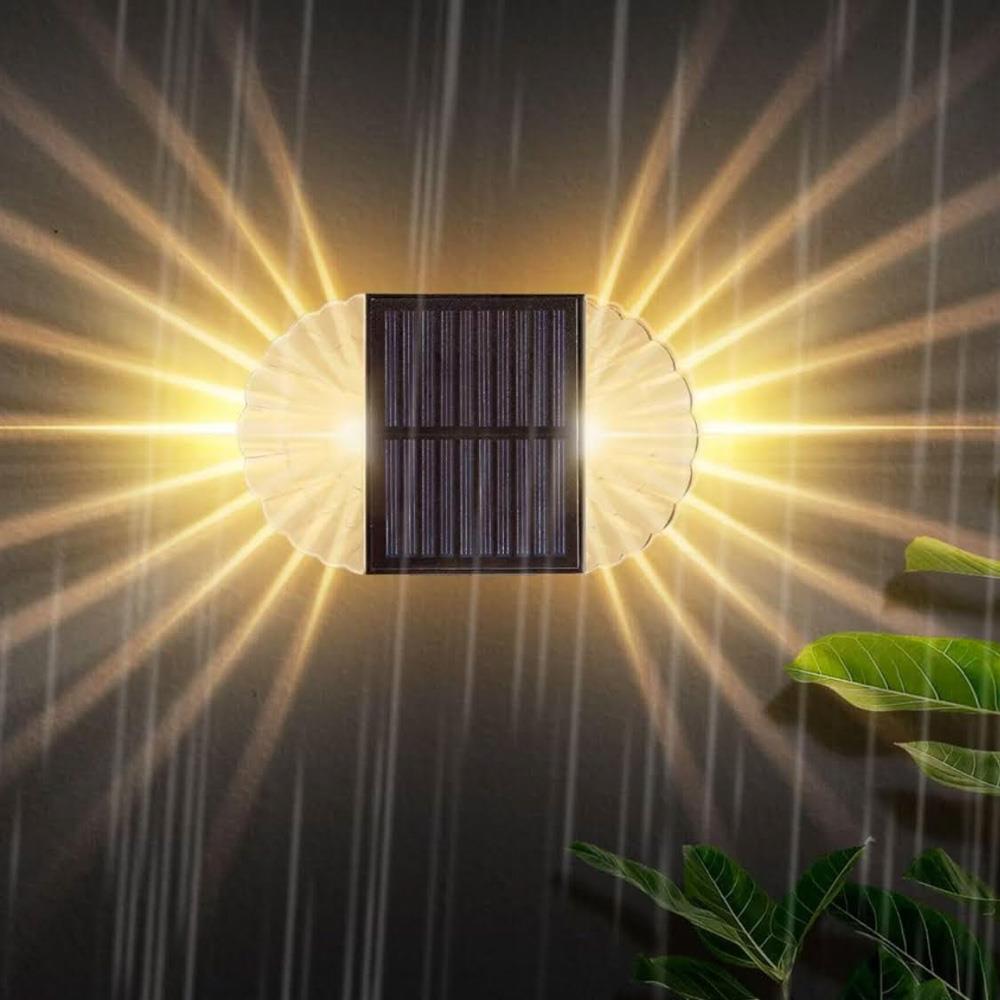 BXROIU Solar Zaunleuchten BXROIU-6 Warm Weiß solar Wasserdichte Wandleuchten für Hof Terrasse Garten Beleuchtung Dekoration 6 Stück