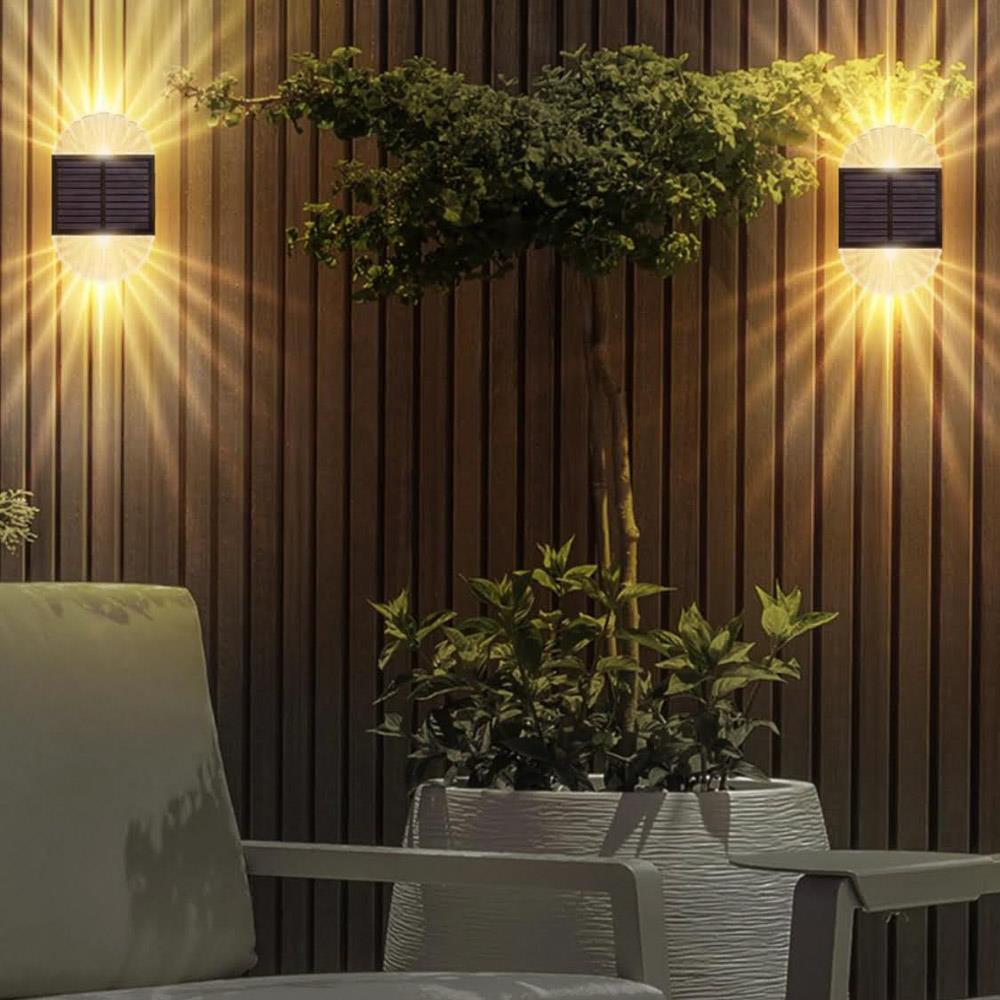 BXROIU Solar Zaunleuchten BXROIU-6 Warm Weiß solar Wasserdichte Wandleuchten für Hof Terrasse Garten Beleuchtung Dekoration 6 Stück