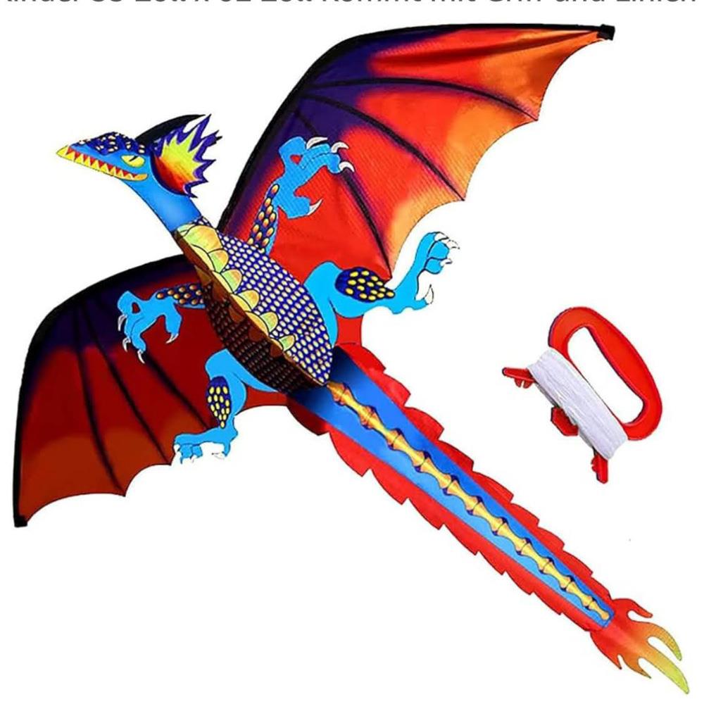 Touch the Sky Drachen 55 Zoll x 62 Zoll Klassischer Flugdrachen für Kinder mit Griff und Linien