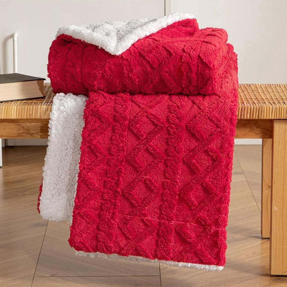 MIULEE Decke 130 x 150 cm Sherpa-Fleece-Decke plüschige und weiche Wolle beheiztes Haar besserer Schlaf Bett Rot
