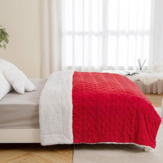 MIULEE Decke 130 x 150 cm Sherpa-Fleece-Decke plüschige und weiche Wolle beheiztes Haar besserer Schlaf Bett Rot
