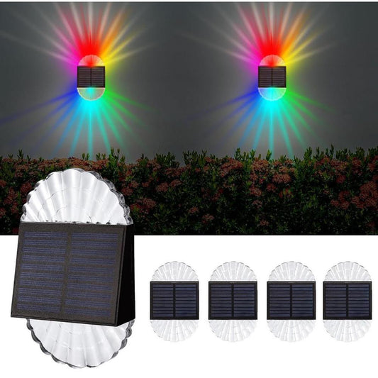 BXROIU Solar Zaunleuchten BXROIU 4 Stück solar Wasserdichte Wandleuchten für Außenbereich Hof Terrasse Garten Warm Weiß Beleuchtung Dekoration
