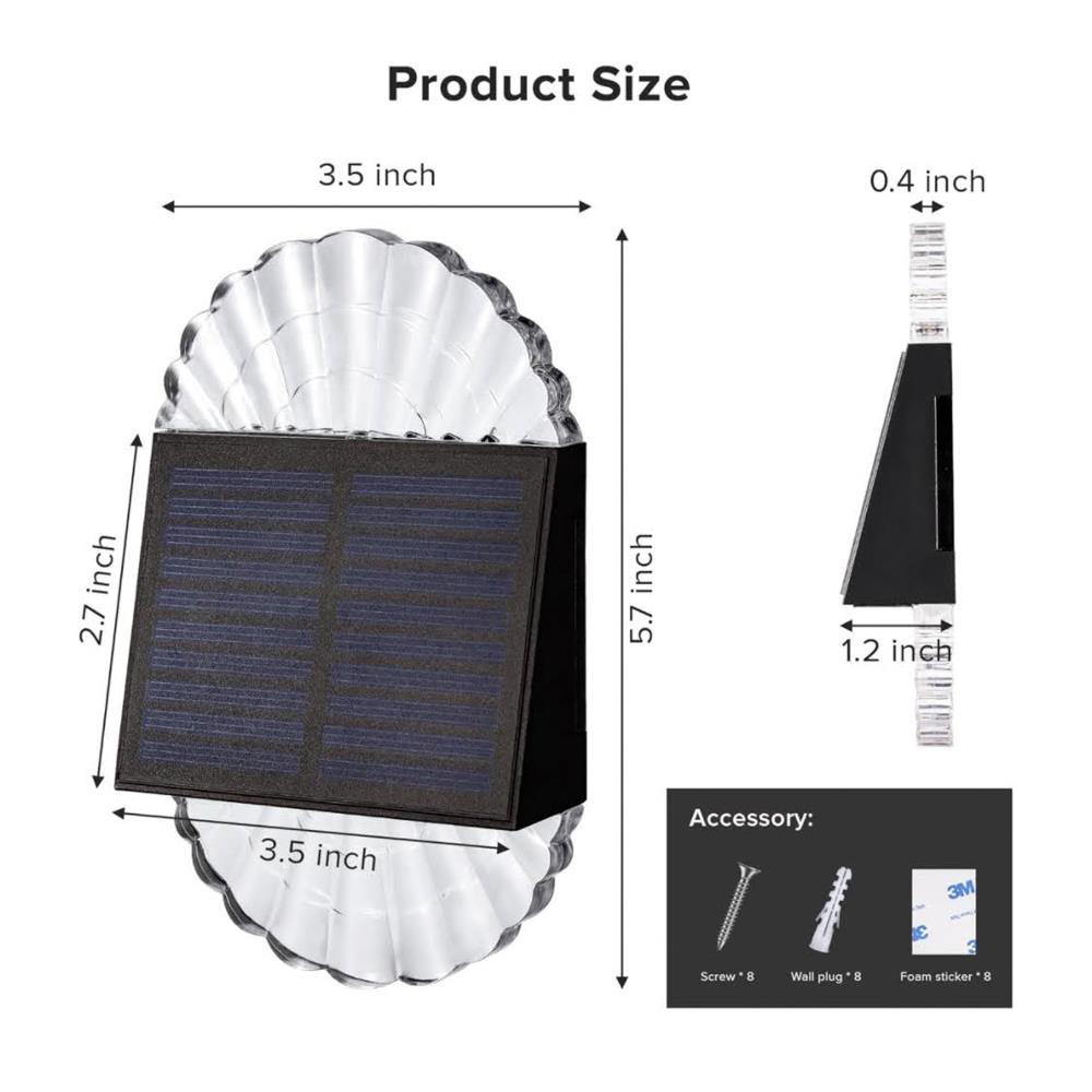 BXROIU Solar Zaunleuchten BXROIU 4 Stück solar Wasserdichte Wandleuchten für Außenbereich Hof Terrasse Garten Warm Weiß Beleuchtung Dekoration