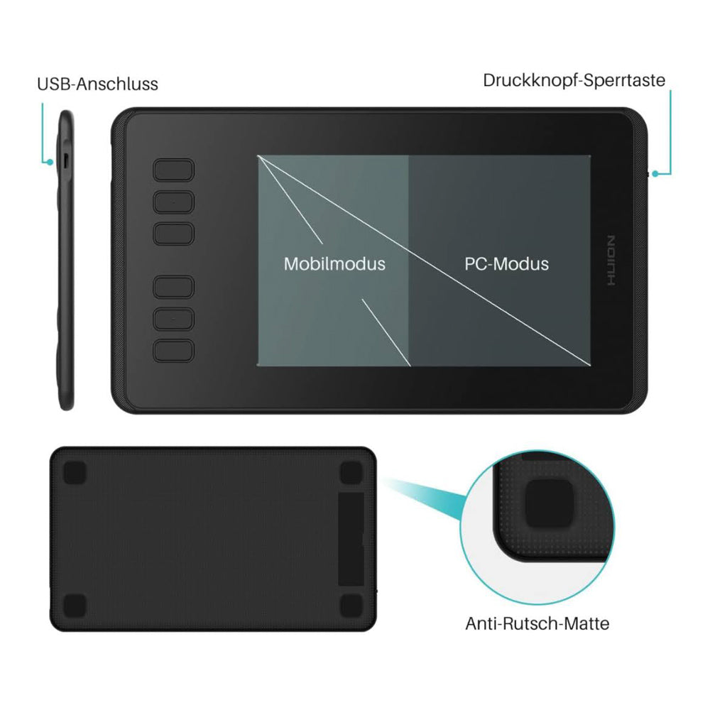 HUION Inspiroy H640P Grafiktablett, H640P, Grafiktablett, batterieloser Stift, 6 anpassbare Funktionstasten, kompatibel mit Mac, Windows und Android, ideal für Homeoffice und Fernunterricht