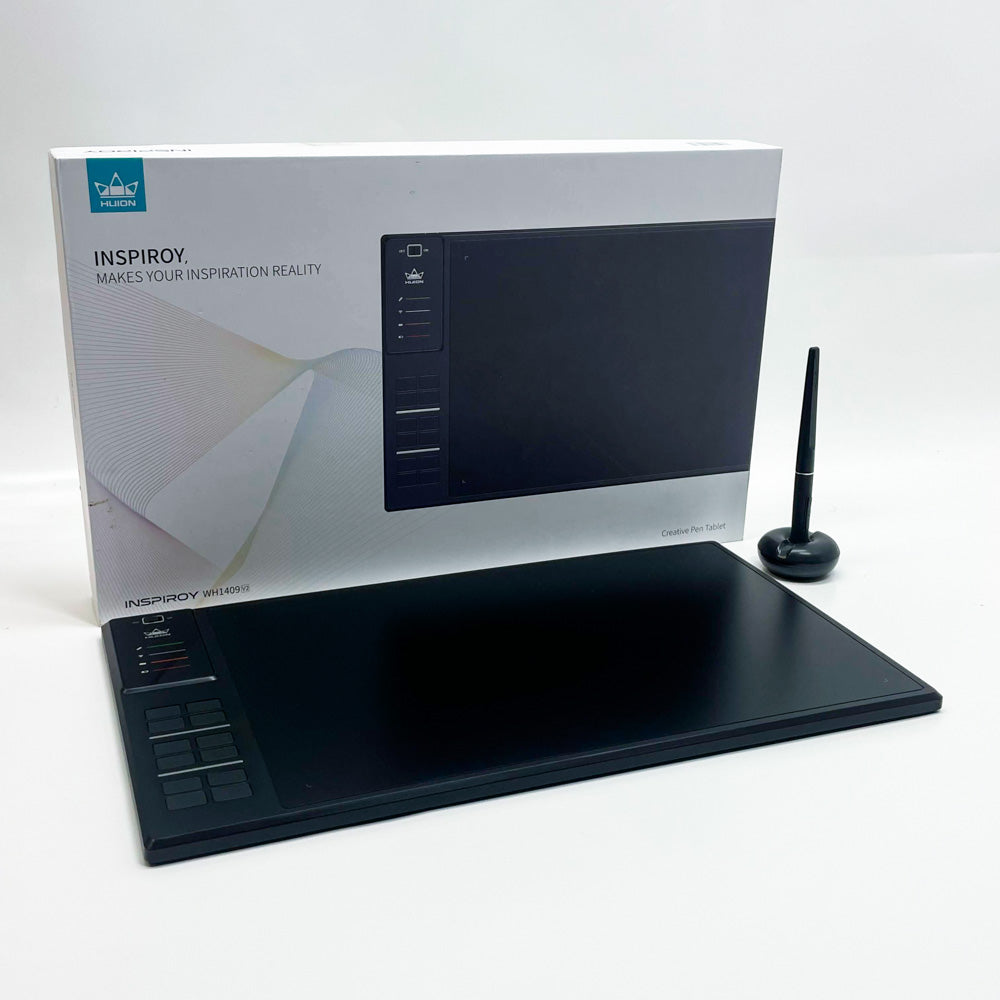 HUION WH1409 V2, Modellnummer WH1409 V2, Grafiktablett, 5080 lpi Auflösung, 350 x 218 mm Arbeitsfläche, USB-Anschluss, 0,3 mm Stiftspitze, kabellos mit 2,4 GHz Verbindung