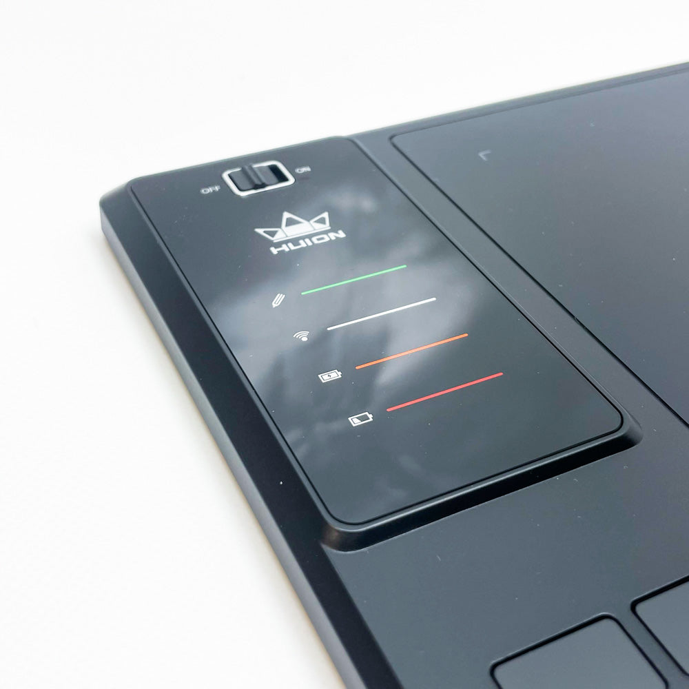 HUION WH1409 V2, Modellnummer WH1409 V2, Grafiktablett, 5080 lpi Auflösung, 350 x 218 mm Arbeitsfläche, USB-Anschluss, 0,3 mm Stiftspitze, kabellos mit 2,4 GHz Verbindung