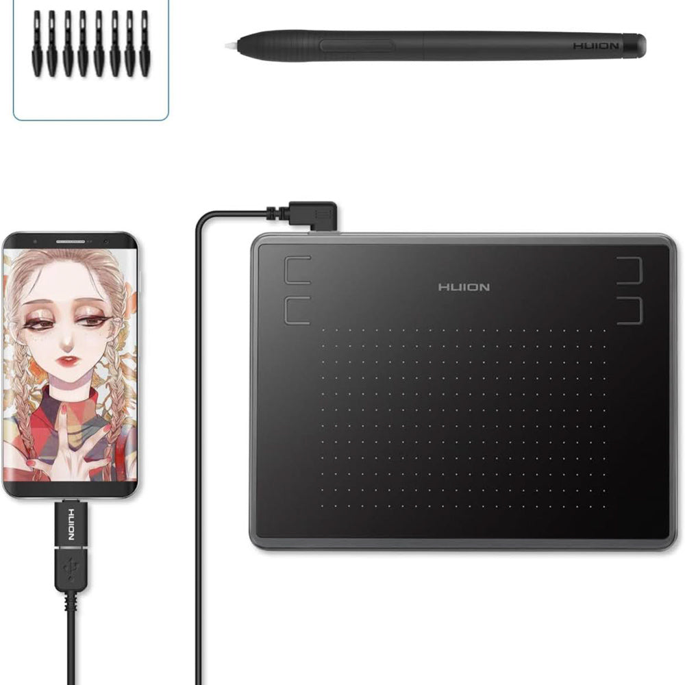 HUION Inspiroy H430P Grafiktablet, Modellnr H430P, Grafiktablett, 4,8 x 3 Zoll Arbeitsbereich, batterieloser Stift, unterstützt Mac, Windows, Android und OSU, ideal für Homeoffice und unterwegs