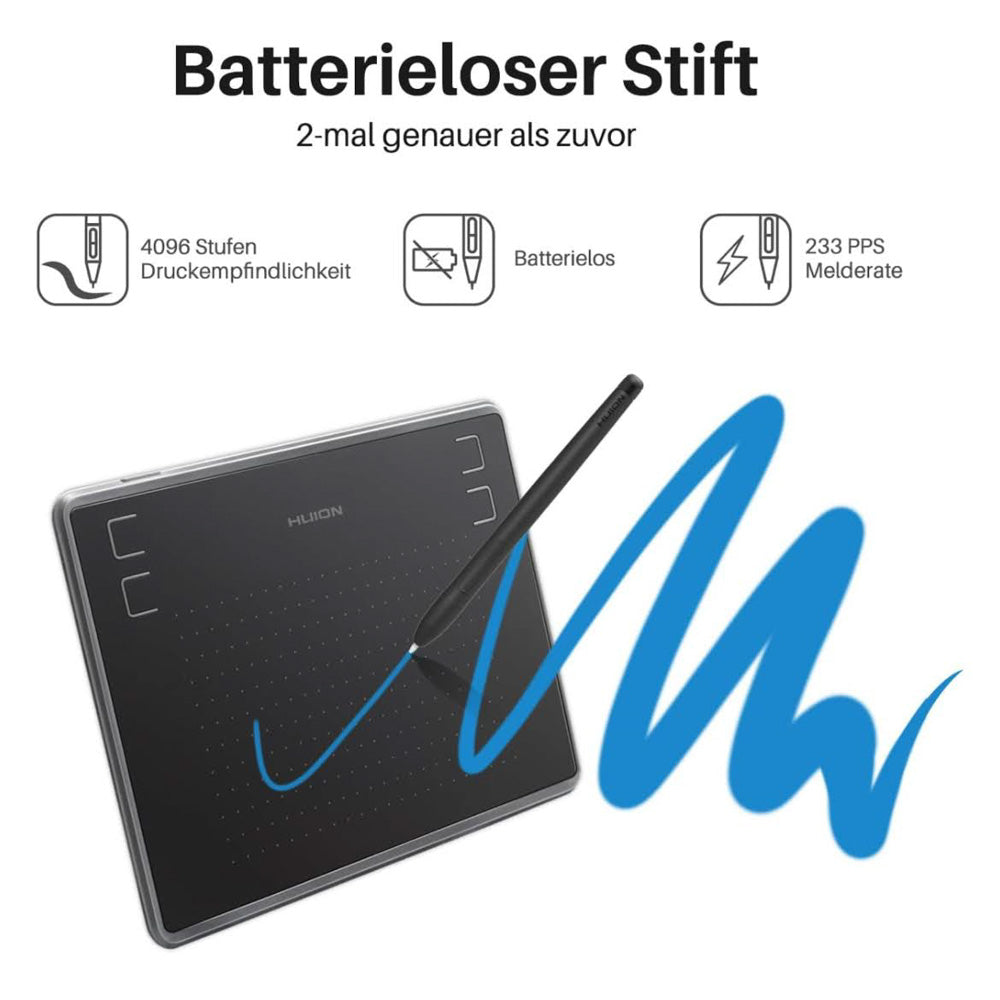 HUION Inspiroy H430P Grafiktablet, Modellnr H430P, Grafiktablett, 4,8 x 3 Zoll Arbeitsbereich, batterieloser Stift, unterstützt Mac, Windows, Android und OSU, ideal für Homeoffice und unterwegs