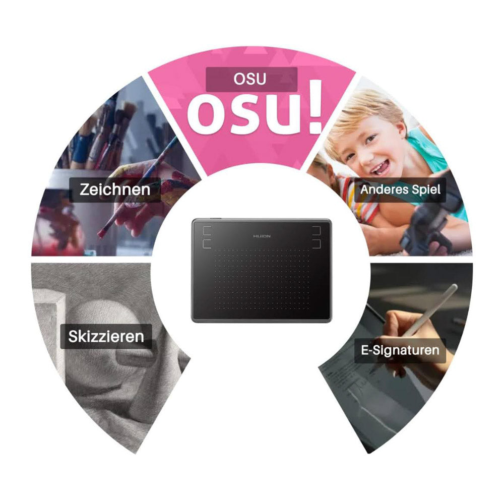 HUION Inspiroy H430P Grafiktablet, Modellnr H430P, Grafiktablett, 4,8 x 3 Zoll Arbeitsbereich, batterieloser Stift, unterstützt Mac, Windows, Android und OSU, ideal für Homeoffice und unterwegs