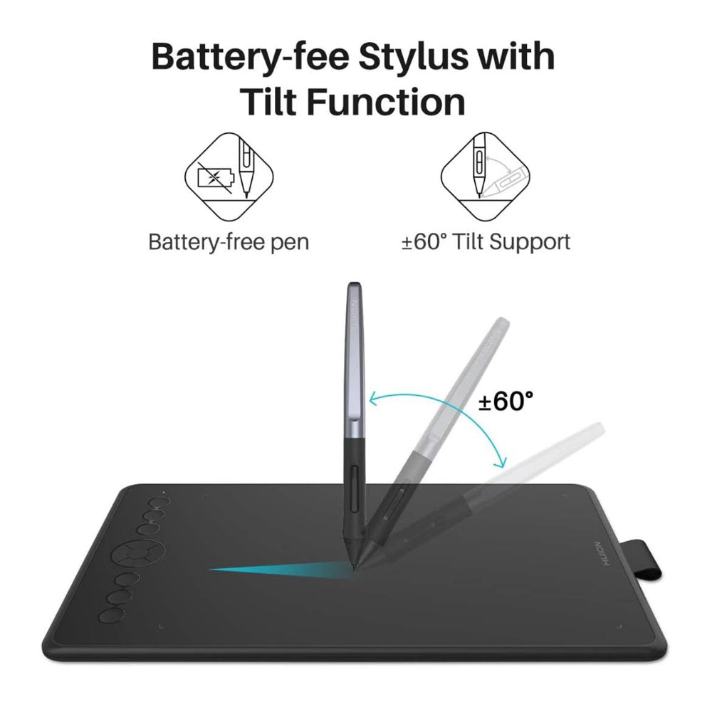 Huion Inspiroy Ink H320M Zeichentablett, Modellnr: H320M, Produkttyp: Zeichentablett, Merkmale: Doppelzweck-LCD-Schreibtablett, 8192 Druckstufen, Akku, Neigefunktion, Unterstützung für Android, inklusive Sleeve Bag in Schwarz