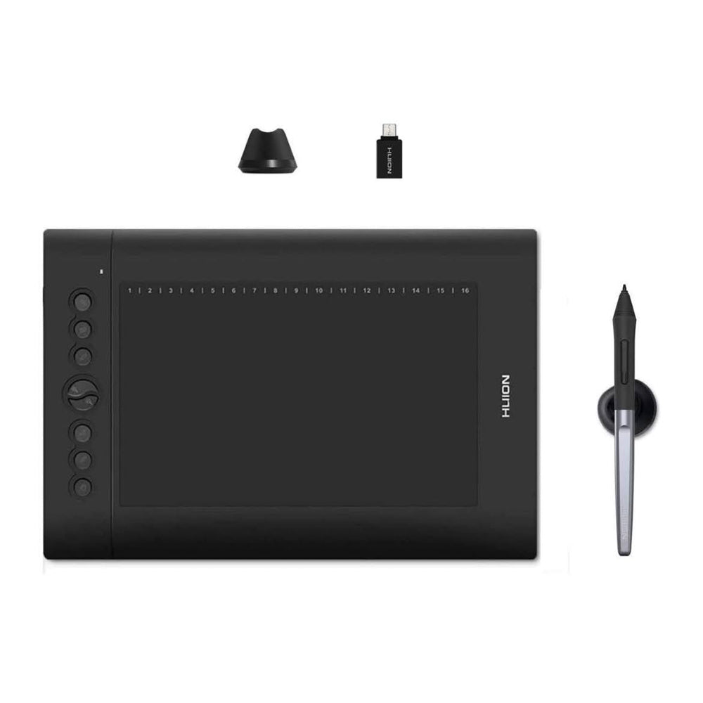 HUION H610PRO V2 Grafiktablett, Modellnr: H610PRO V2, Produkttyp: Grafiktablett, Merkmale: Batteriefreier Stift mit ±60° Neigungsfunktion, 10 x 6 Zoll, kompatibel mit Mac, Windows und Android, ideal für Homeoffice und Fernlernen.