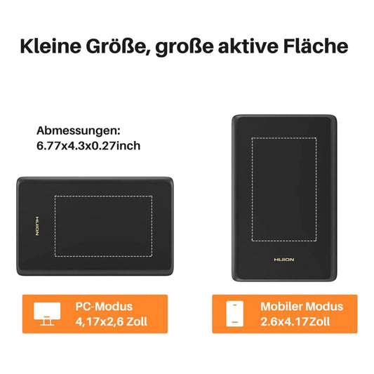 HUION Inspiroy H420X Grafiktablett, Modellnr H420X, Zeichentablett, 4.17 x 2.6 Zoll, 8192 Drucksensitivität, batterieloser Stift, kompatibel mit Chromebook, Windows, Mac, Android, ideal für OSU