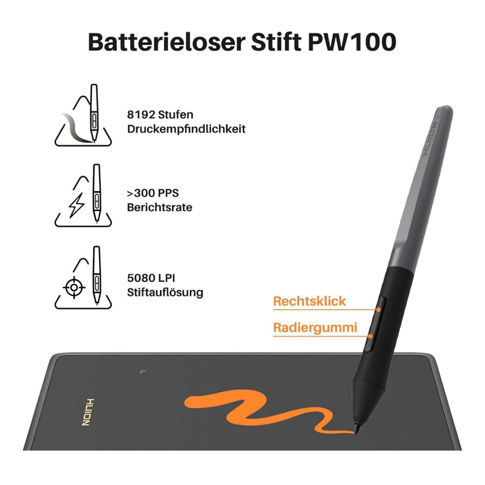 HUION Inspiroy H420X Grafiktablett, Modellnr H420X, Zeichentablett, 4.17 x 2.6 Zoll, 8192 Drucksensitivität, batterieloser Stift, kompatibel mit Chromebook, Windows, Mac, Android, ideal für OSU