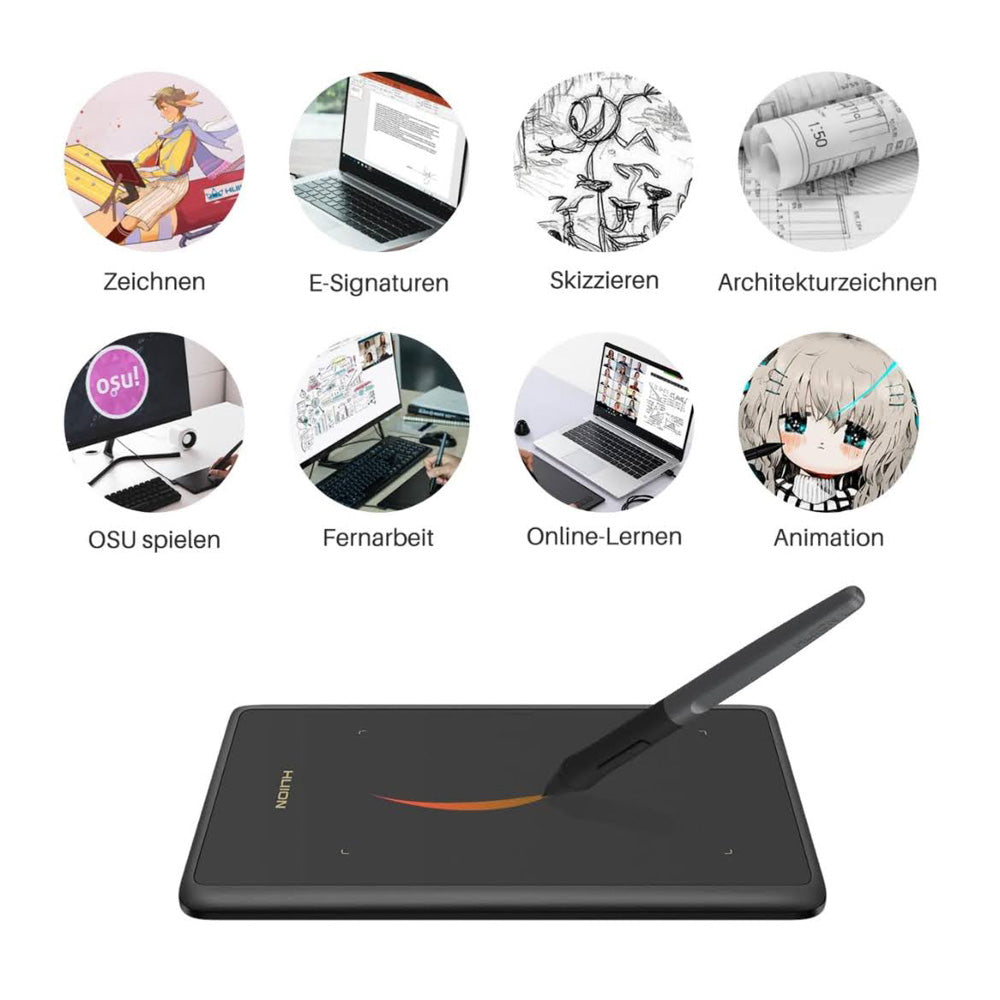 HUION Inspiroy H420X Grafiktablett, Modellnr H420X, Zeichentablett, 4.17 x 2.6 Zoll, 8192 Drucksensitivität, batterieloser Stift, kompatibel mit Chromebook, Windows, Mac, Android, ideal für OSU