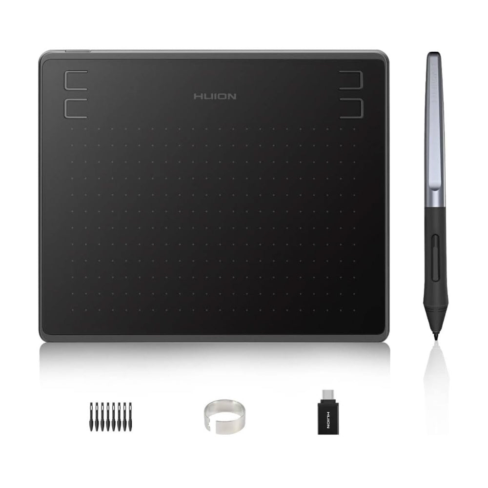 HUION HS64 Grafiktablett 4 Express-Tasten 8192 Druckempfindlicher Stift 6,3 x 4 Zoll Zeichentablett für Win Mac Android Ideal für Digitale Kunst Malerei und Design