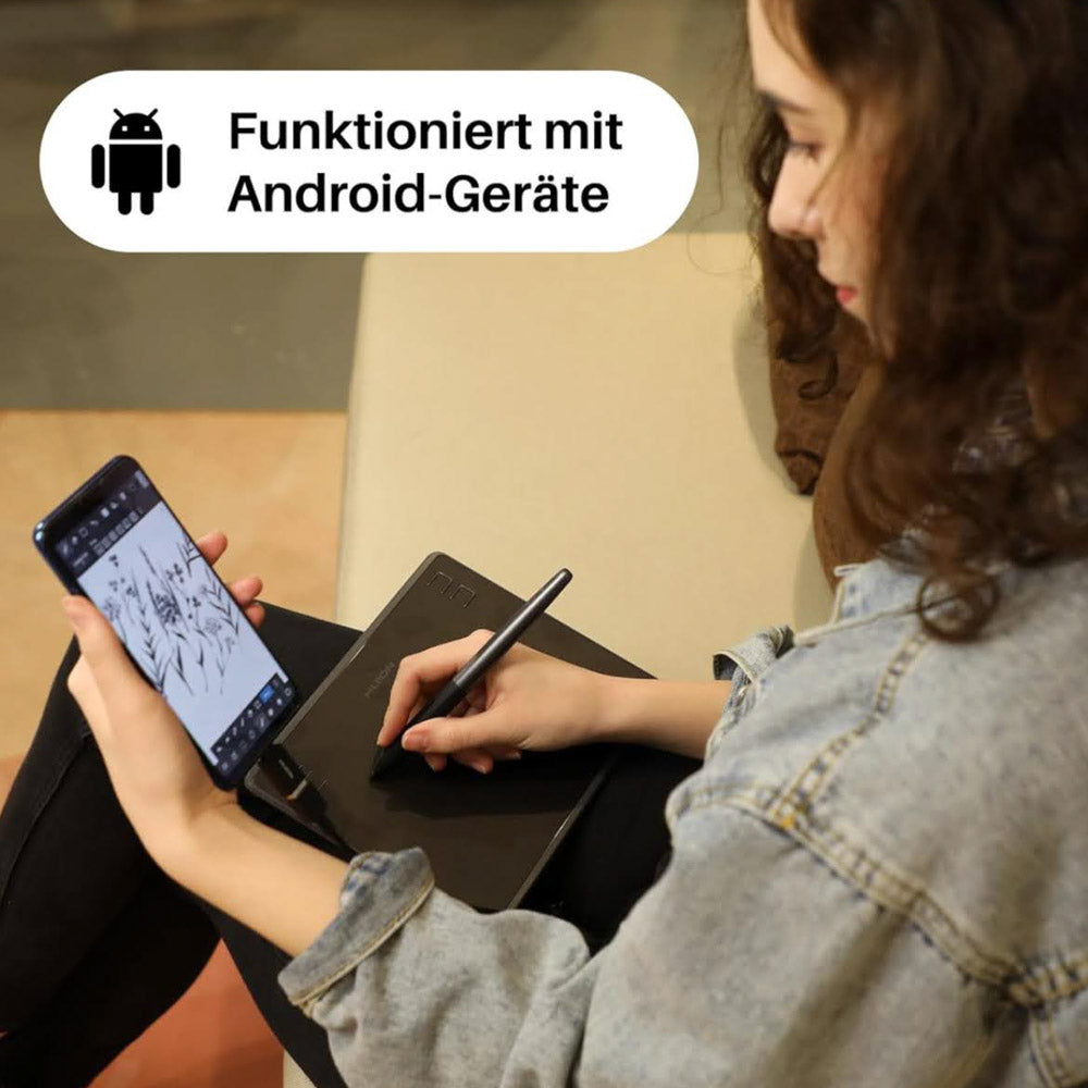 HUION HS64 Grafiktablett 4 Express-Tasten 8192 Druckempfindlicher Stift 6,3 x 4 Zoll Zeichentablett für Win Mac Android Ideal für Digitale Kunst Malerei und Design