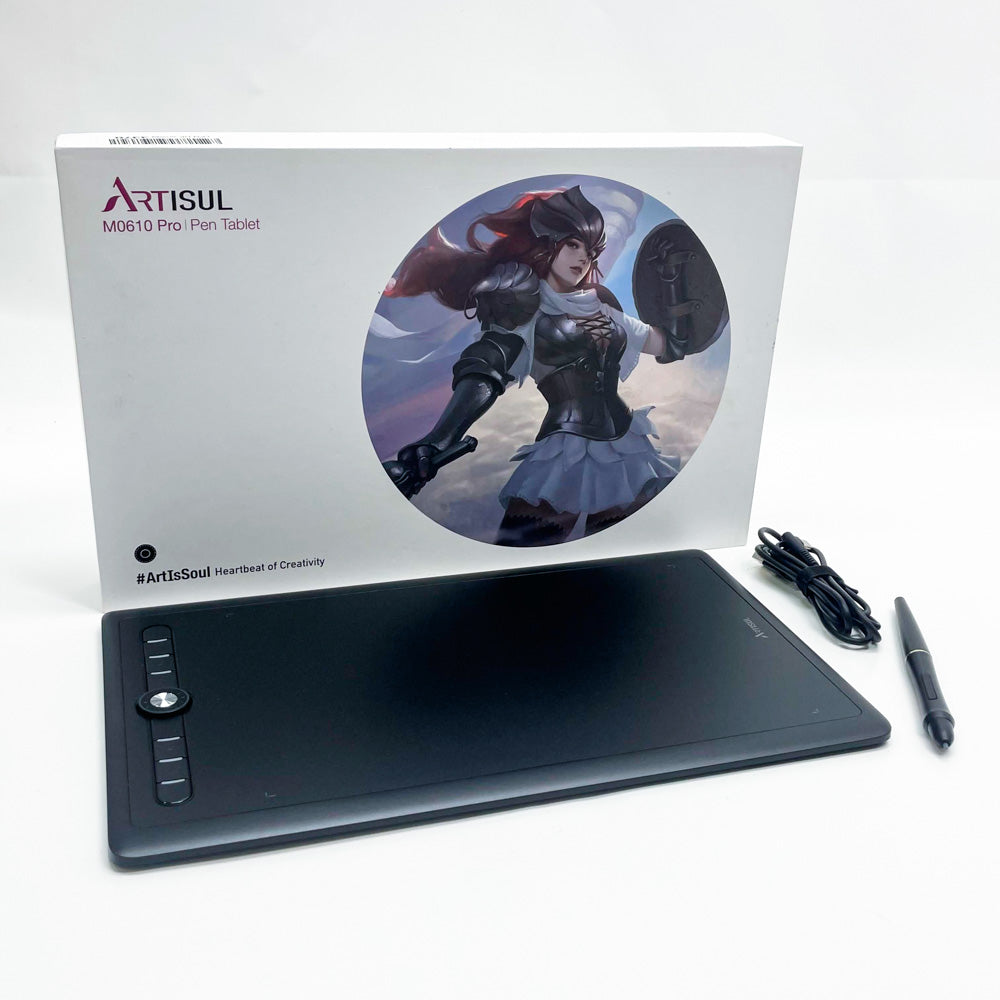 Artisul M0610 Pro 10x6 Zoll Grafiktablett – Präzise Stifttechnologie, 2048 Druckstufen, ergonomisches Design, benutzerfreundliche Software.