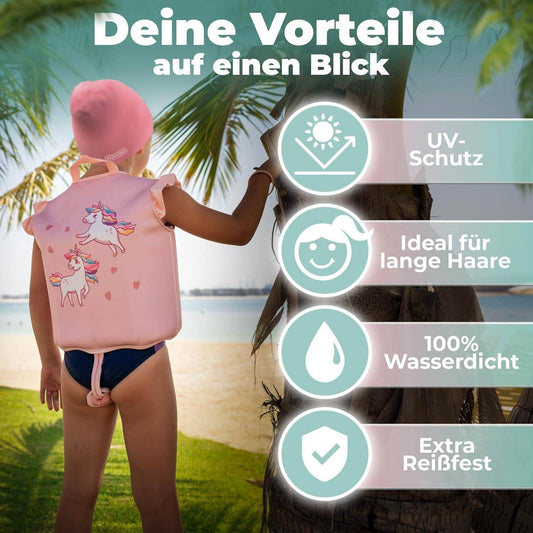 KIDVERSE Badekappe, UV-Schutz, Anti-Rutsch-Noppen, für lange & voluminöse Haare, ideal für Kinder und Schwimmer.
