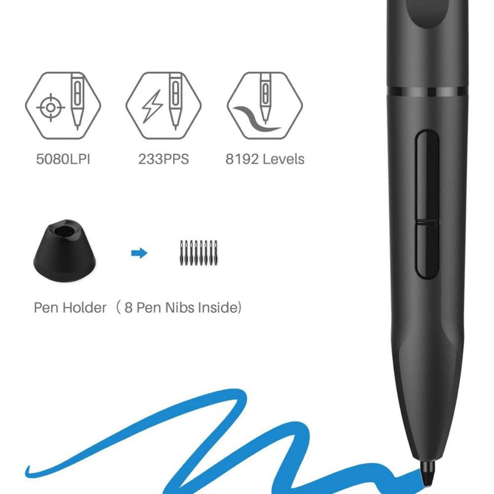 HUION WH1409 Bluetooth Grafiktablett 13.8x8.6 inch großes Zeichentablett zum Zeichnen Gestalten Arbeiten mit Mac PC und Mobilgeräten