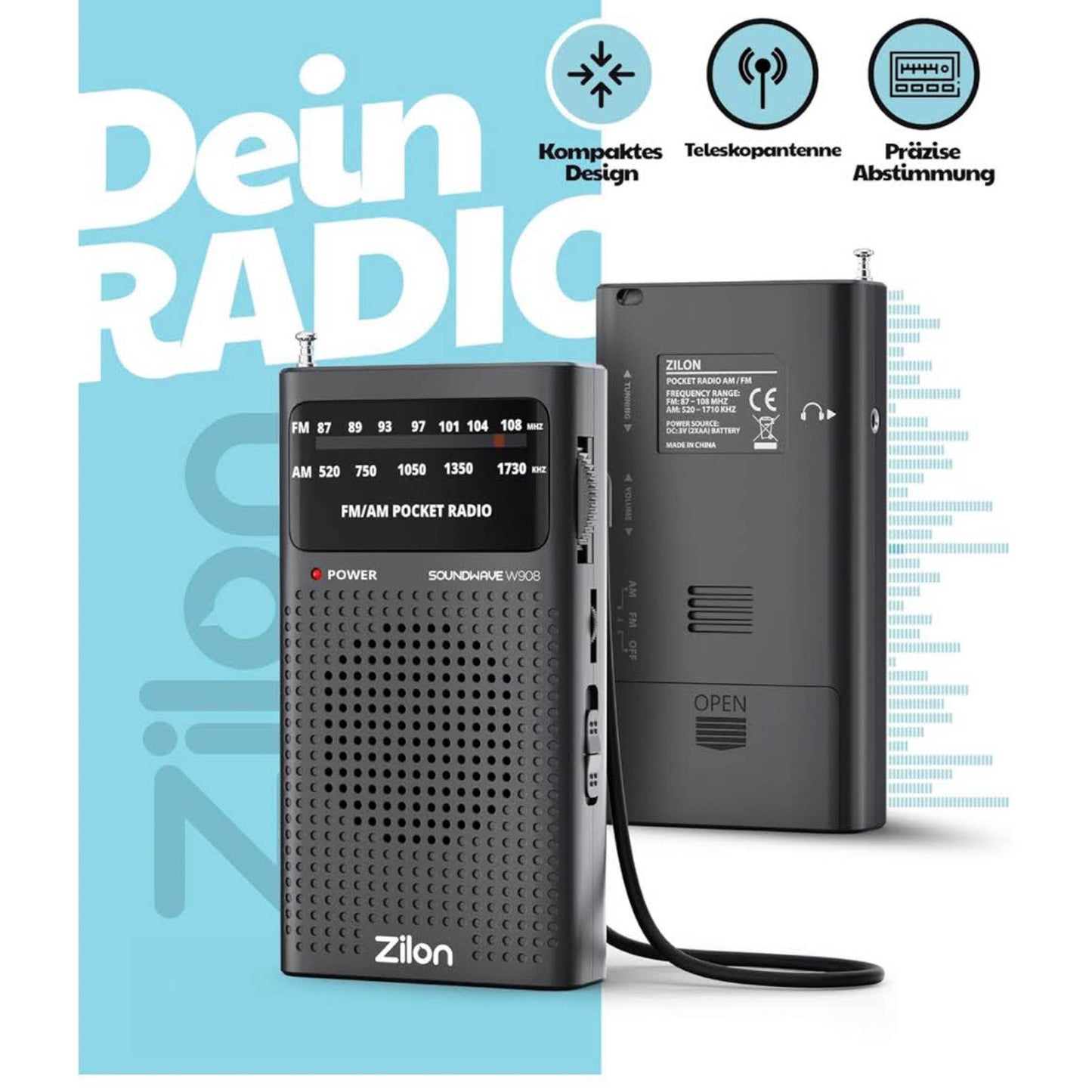 Tragbares Mini-Analogradio, FM/AM, hervorragende Signalqualität, einfacher Taschen-Tuner, ideal für Sportübertragungen, perfektes Geschenk.