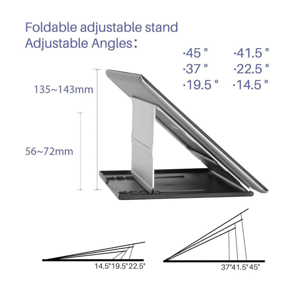 HUION Tragbarer Schreibtischständer Faltbarer Ständer Verstellbarer Multi-Winkel-Desktop-Halter Universal-Grafiktablett bis zu 18 Zoll Kamvas 16 Kamvas Pro 16