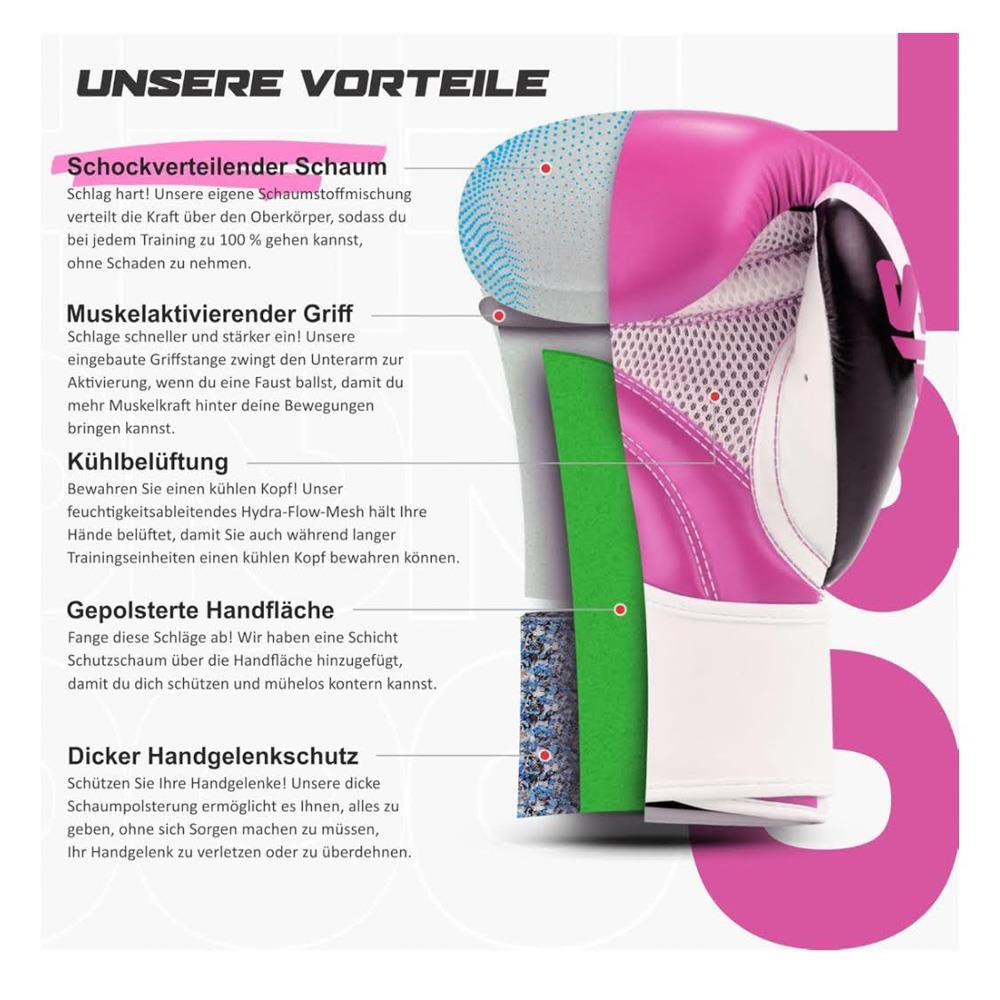 Starpro T20 Boxhandschuhe 14oz PU-Leder Training Sparring Muay Thai Kickboxen Fitness für Männer und Frauen