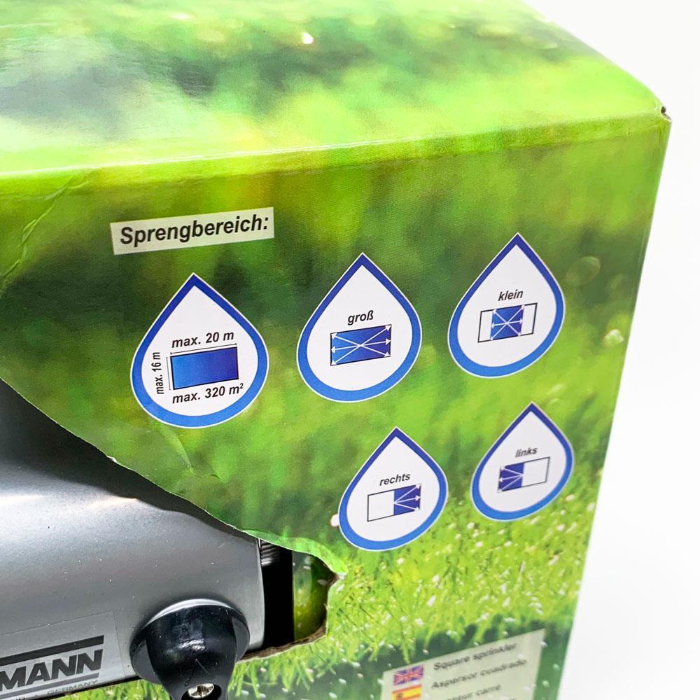 Brüder Mannesmann Viereckregner M63625 - effektiver Bewässerungsregner mit variabler Reichweite und robustem Design