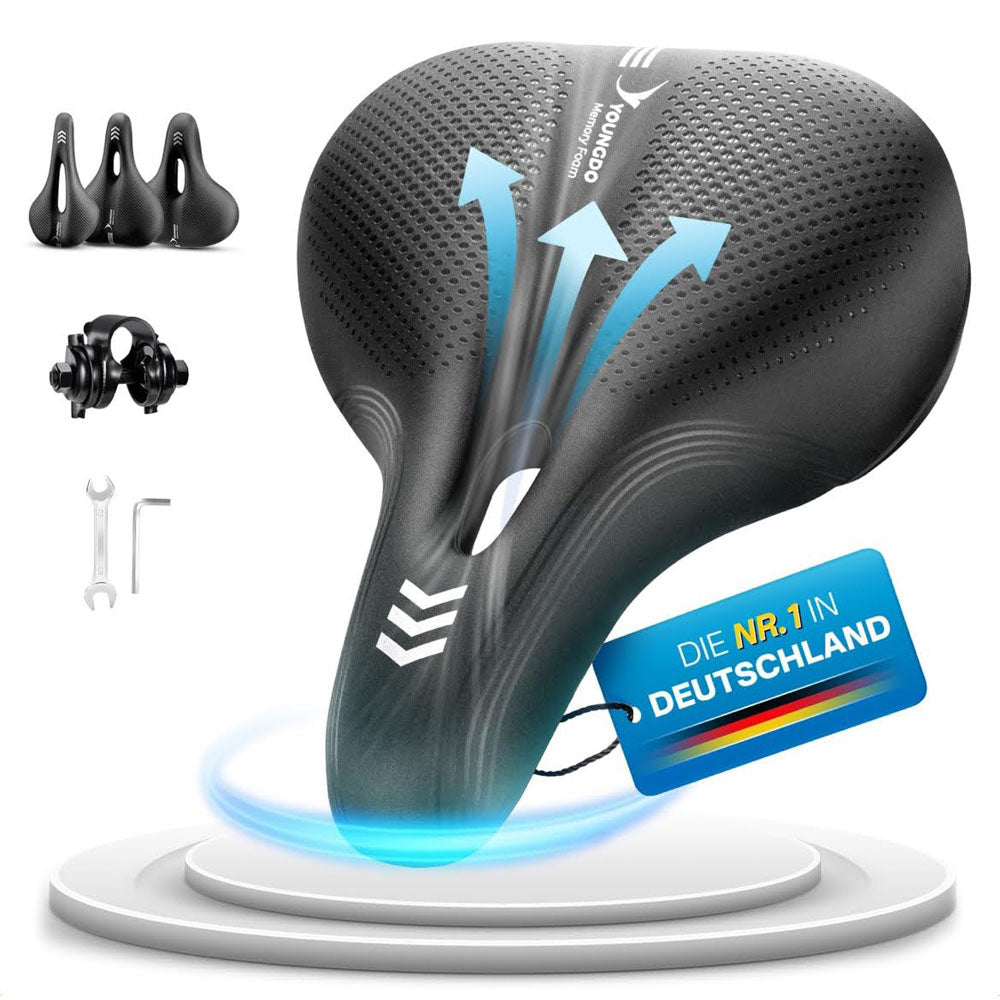 YOUNGDO YD01.0171 Fahrradsattel Bequemer & Ergonomischer Fahrrad Sattel Verbesserte Wasserdichtigkeit Memory-Foam Atmungsaktiv Stoßdämpfend Herren & Damen - Trekking