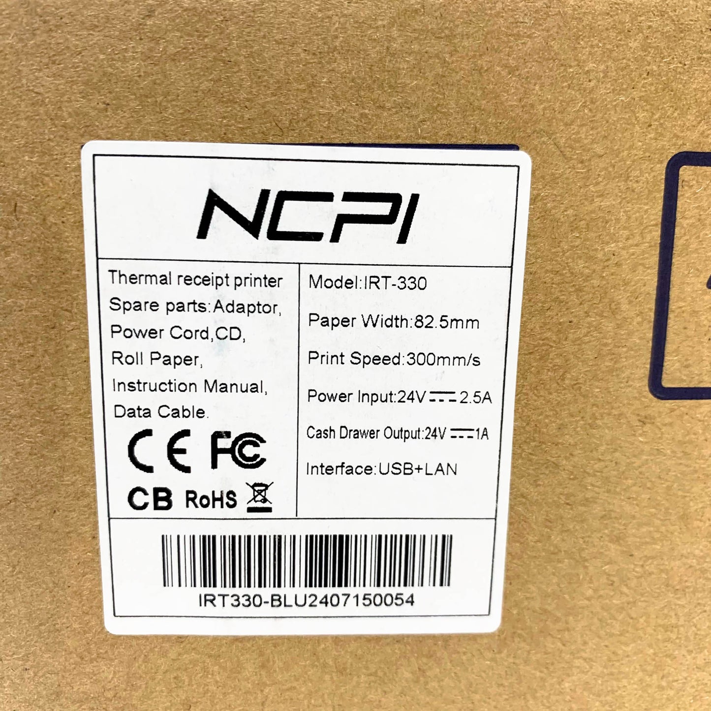 NCPI IRT-330, Mini Thermodrucker, tragbar, Bluetooth, 53 mm, ideal für mobile Anwendungen, Einweg-Drucker.