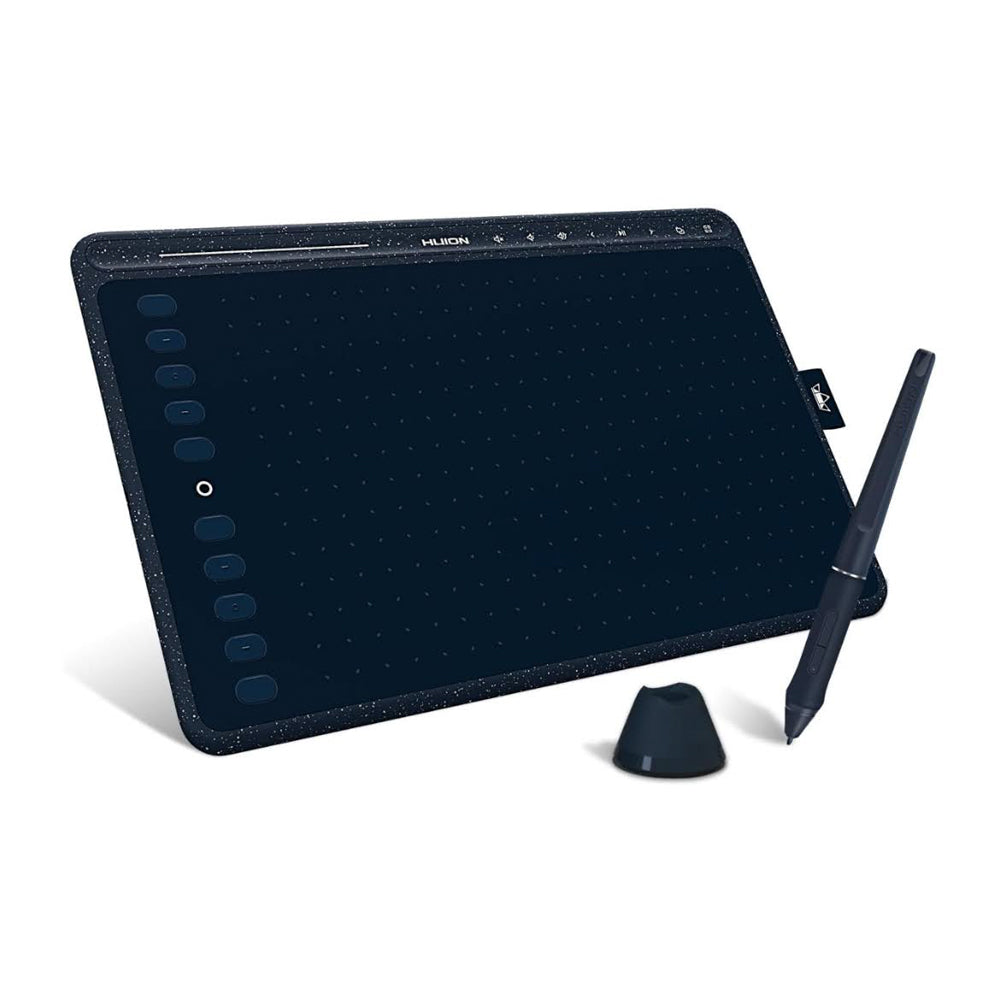 HUION HS611 Grafiktablett 10,2 x 6,36 Zoll ideal für digitale Kunst, 8 Multimedia-Tasten, 10 Express-Tasten, Touch Strip, kompatibel mit Win, Mac, Android in Sternblau