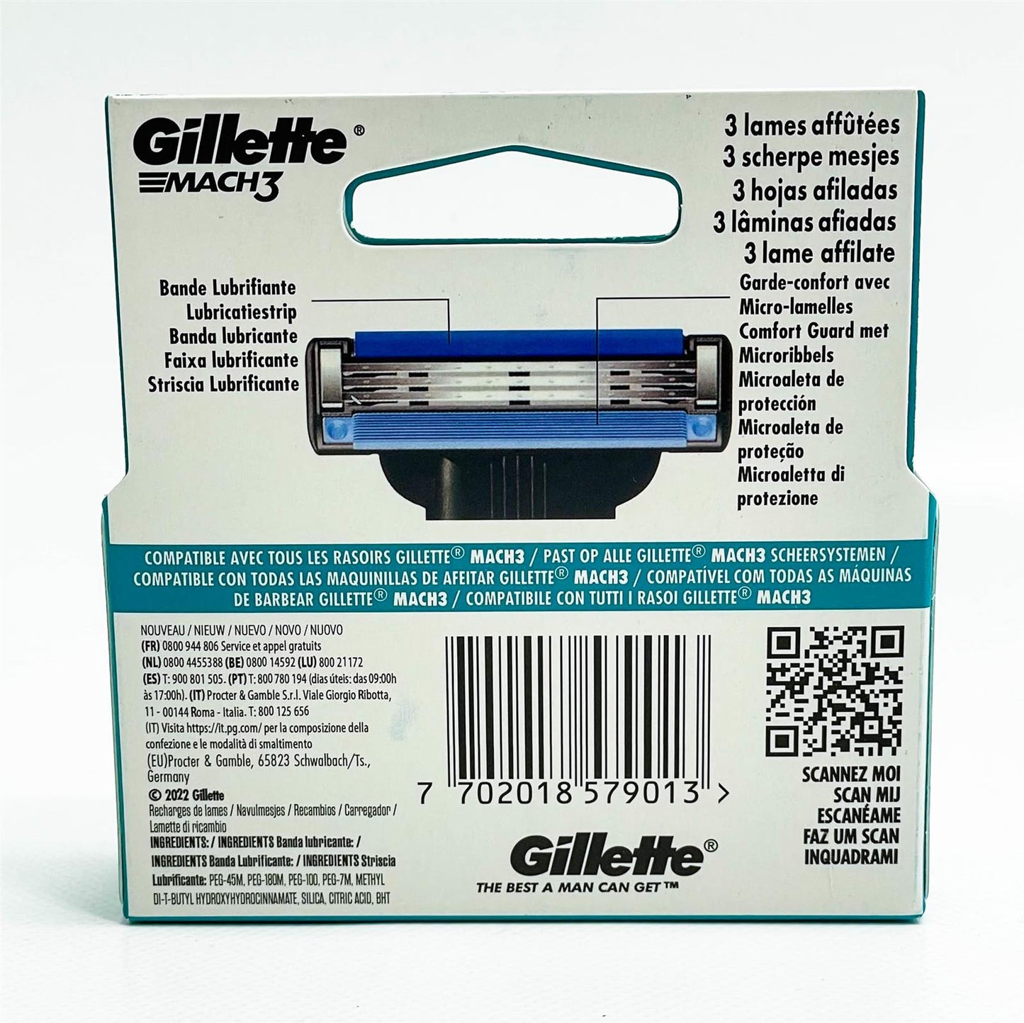 Gillette Mach3 Systemklingen, 4er Magazin, präzise Rasur, langlebige Klingen, komfortable Anwendung, für empfindliche Haut.