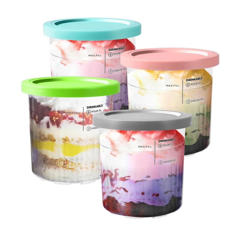 BYKITCHEN Creami Deluxe Container NC501EU 4 Pieces Ice Cream Containers Compatible with Ninja Creami NC501EU NC500EU Ice Cream Makers